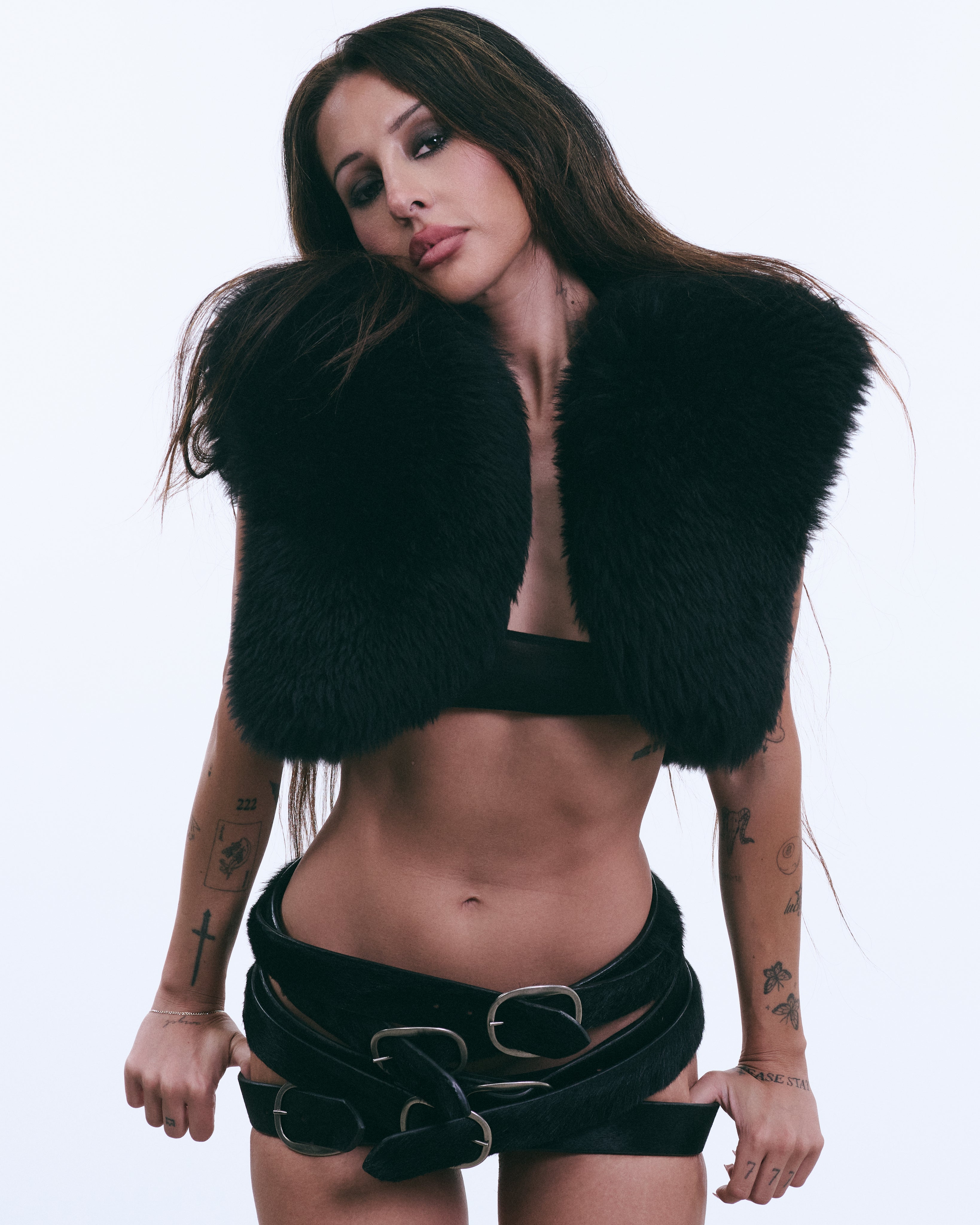 GIA BELT - LONG HAIR BLACK